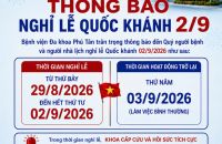 THÔNG BÁO Về việc nghỉ lễ Quốc khánh 02/9